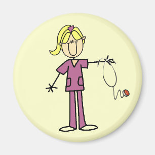 Aimant T-shirts Blond Female Stick Figure Nurse