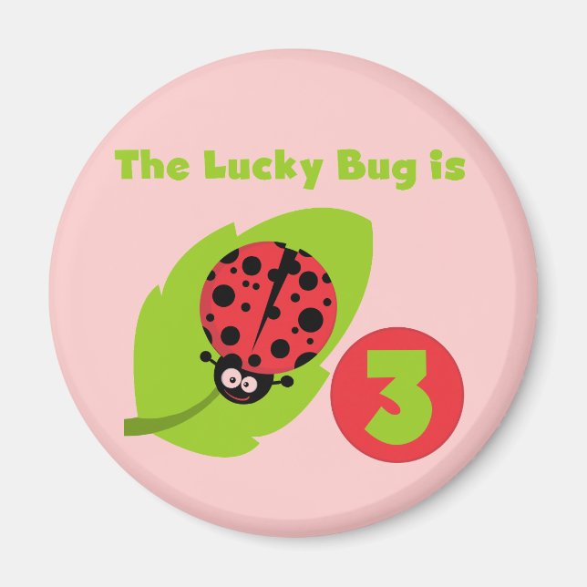 Aimant T-shirts et cadeaux 3e anniversaire Lucky Bug (Devant)