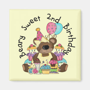 Aimant T-shirts et cadeaux Beary Sweet 2e anniversaire