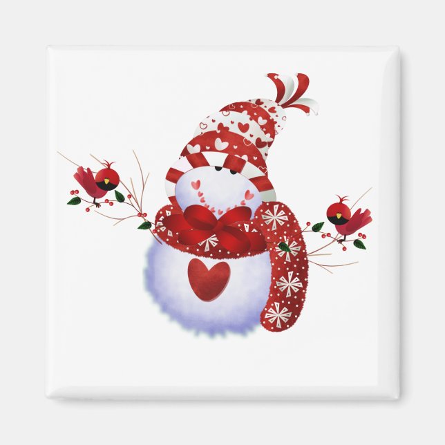 Aimant T-shirts et cadeaux Berry Cute Snowman (Devant)