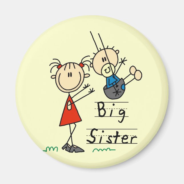 Aimant T-shirts et cadeaux Big Sister Little Brother (Devant)