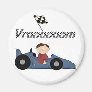 Aimant T-shirts et cadeaux bleus de voiture de course