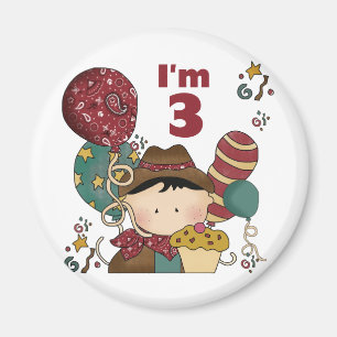 Aimant T-shirts et cadeaux Cowboy 3e anniversaire