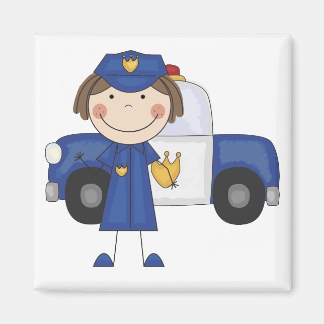 Aimant T-shirts et cadeaux d'agente de police féminine (Devant)