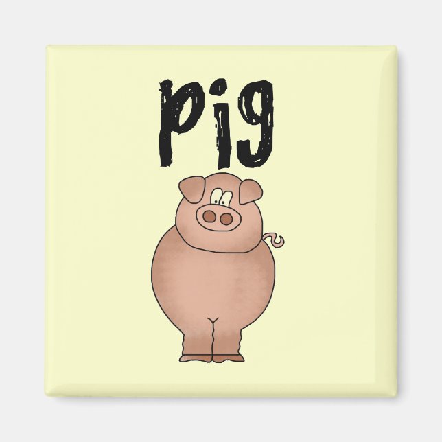 Aimant T-shirts et cadeaux d'animal de ferme de porc (Devant)