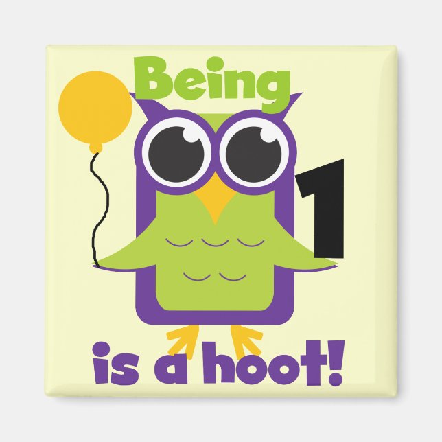 Aimant T-shirts et cadeaux d'anniversaire de Hoot Owl 1er (Devant)