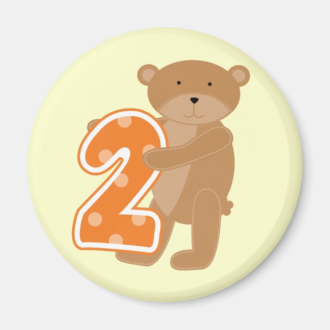 Aimant T-shirts et cadeaux de 2e anniversaire de l'ours (Devant)