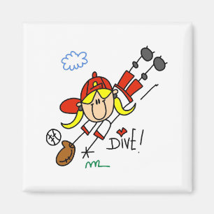 Aimant T-shirts et cadeaux de baseball Dive Girls Softbal