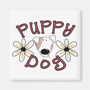 Aimant T-shirts et cadeaux de chiot de fleurs