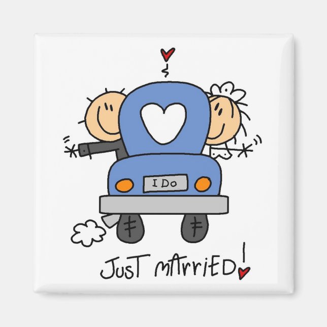 Aimant T-shirts et cadeaux de mariée mariée et de chambre (Devant)
