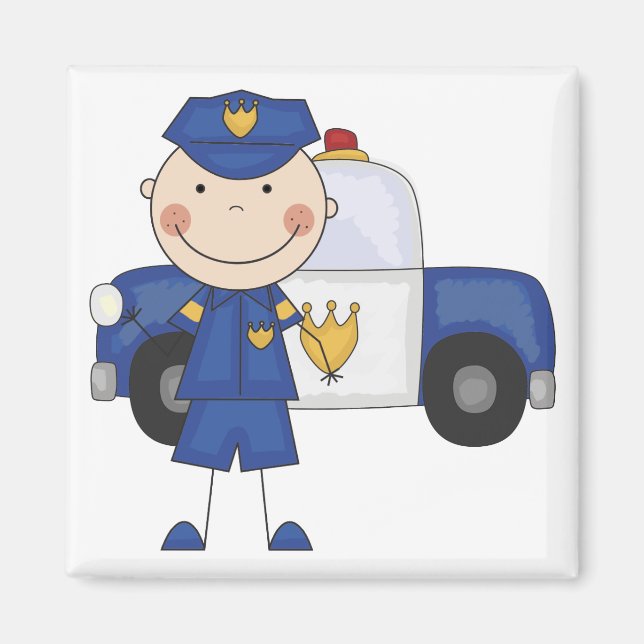 Aimant T-shirts et cadeaux de policiers masculins (Devant)