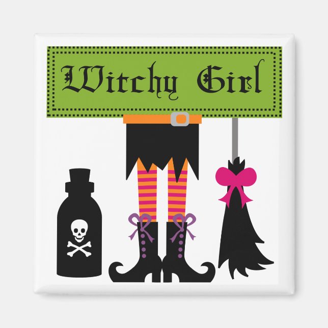 Aimant T-shirts et cadeaux d'Halloween Witchy Girl (Devant)