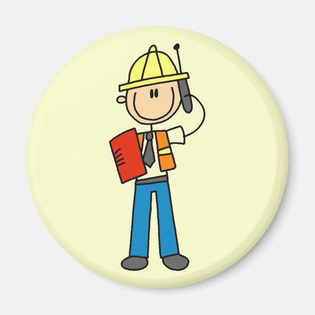 Aimant T-shirts et cadeaux du chef de la construction (Devant)