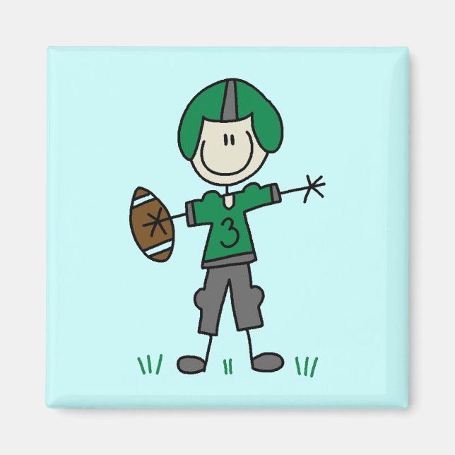 Aimant T-shirts et cadeaux du joueur de football vert (Devant)