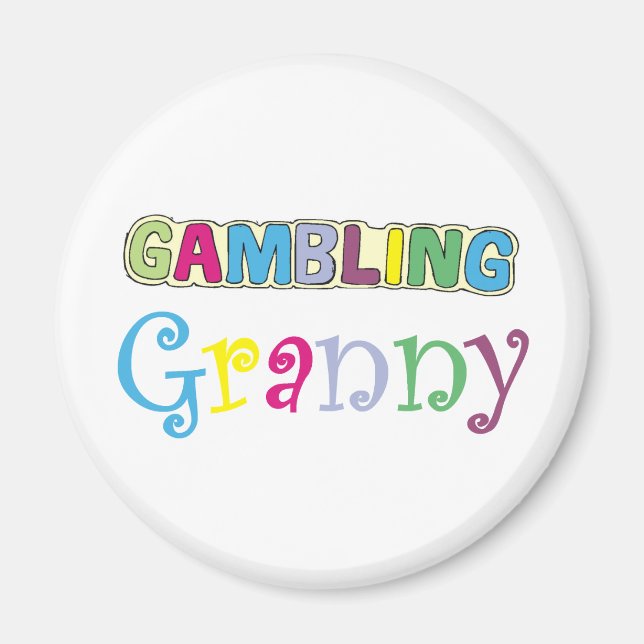 Aimant T-shirts et cadeaux Gambling Granny. (Devant)