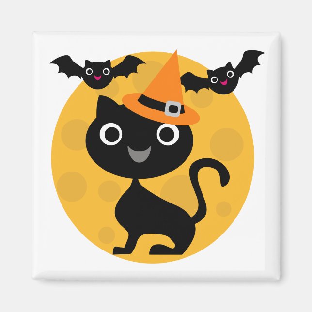 Aimant T-shirts et cadeaux Halloween Chats et chauves-sou (Devant)
