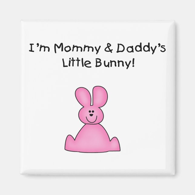Aimant T-shirts et cadeaux lapins de maman et papa roses (Devant)