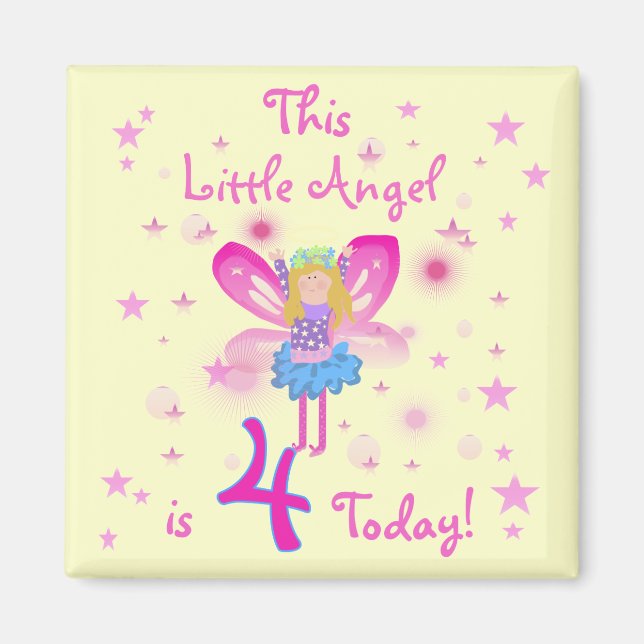 Aimant T-shirts et cadeaux Little Angel 4th Birthday (Devant)