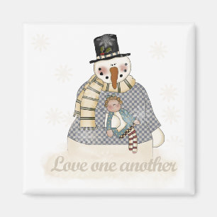 Aimant T-shirts et cadeaux Love One Another Snowman