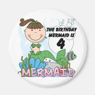 Aimant T-shirts et cadeaux Mermaid 4th Birthday