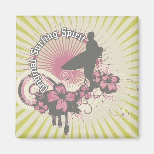 Aimant T-shirts et cadeaux originaux de Surfing Spirit (Devant)