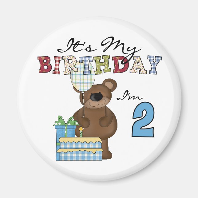 Aimant T-shirts et cadeaux pour le 2e anniversaire de Boy (Devant)