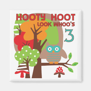 Aimant T-shirts et cadeaux pour le 3e anniversaire de Owl