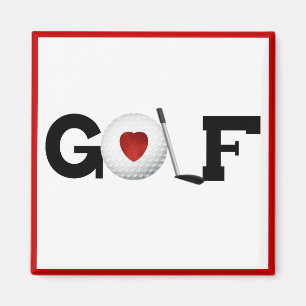 Aimant T-shirts et cadeaux rouges de golf de coeur
