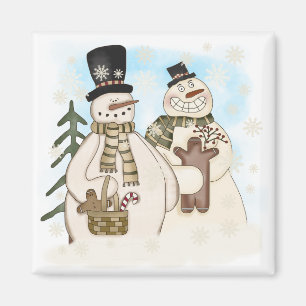 Aimant T-shirts et cadeaux Snowmen en pain d'épice