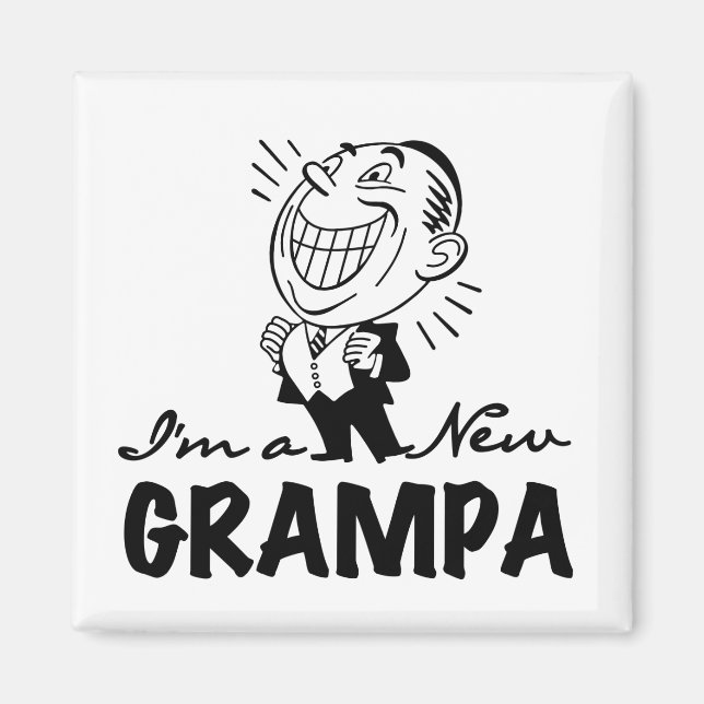 Aimant T-shirts et cadeaux souriants New Grampa (Devant)