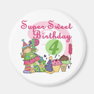 Aimant T-shirts et cadeaux Super Sweet 4e anniversaire