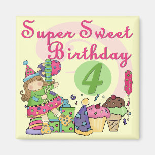Aimant T-shirts et cadeaux Super Sweet 4e anniversaire