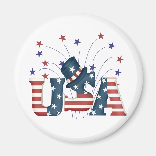 Aimant T-shirts et cadeaux USA Stars and Stripes (Devant)
