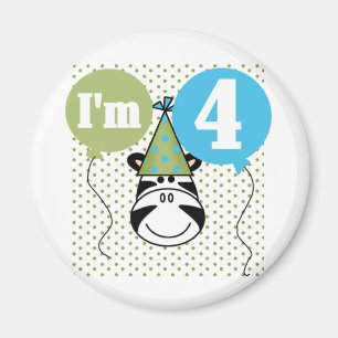 Aimant T-shirts et cadeaux Zebra 4e anniversaire