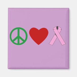 Aimant T-shirts Peace Love Pink Ribbon, Mugs
