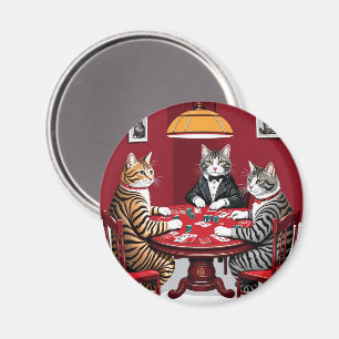 Aimant Tabby Cats Jouer Au Poker