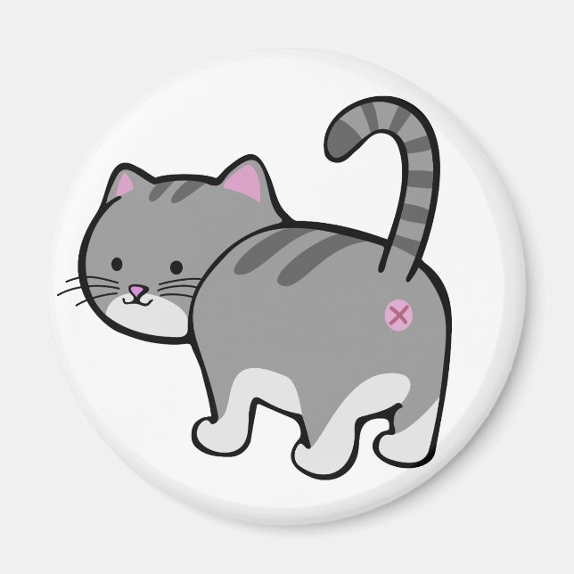 Aimant tabby gris fat (Devant)
