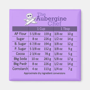 Aimant Table de conversion de mesure des ingrédients secs