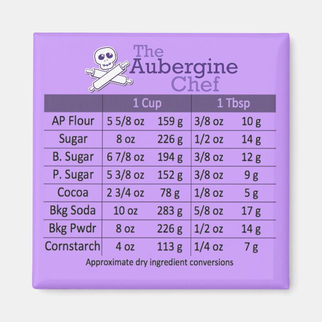 Aimant Table de conversion de mesure des ingrédients secs (Devant)