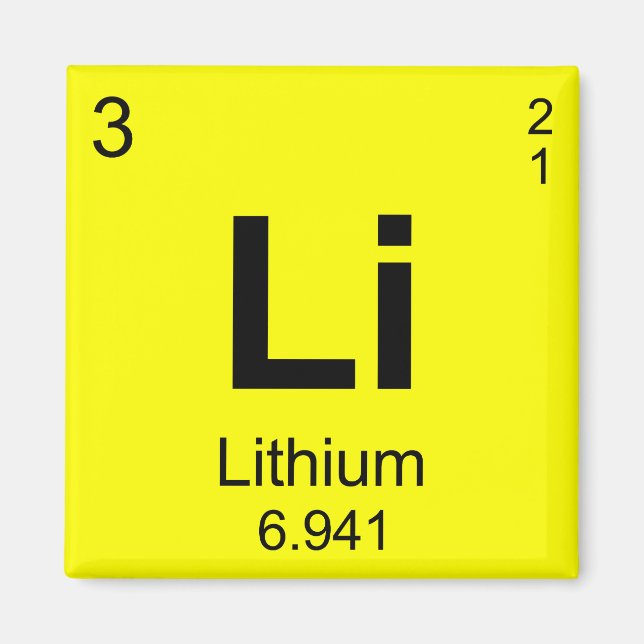 Aimant Tableau périodique des éléments (lithium) (Devant)