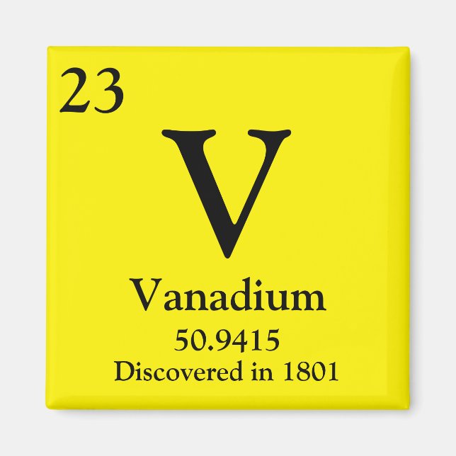 Aimant Tableau périodique du vanadium (Devant)