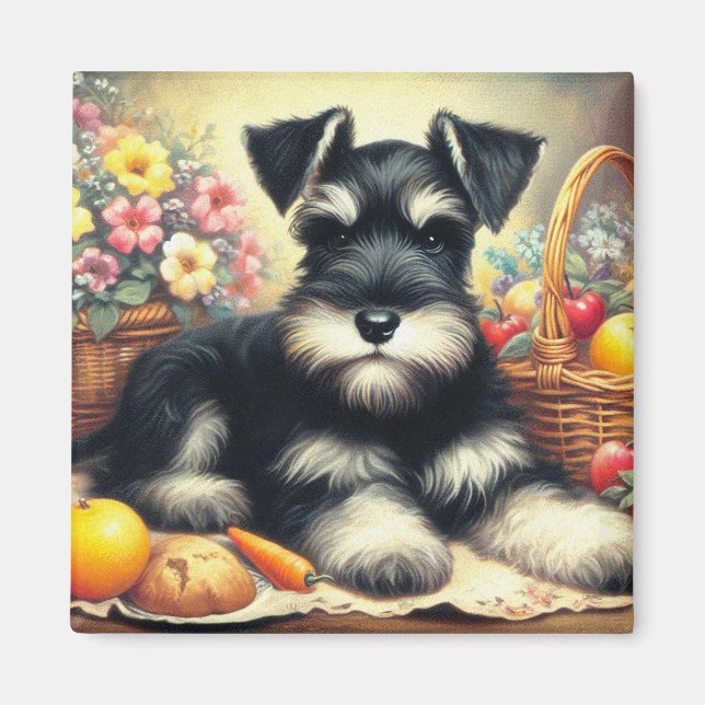 Aimant Tableau Schnauzer vintage (Devant)