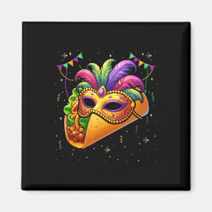 Aimant Taco portant un masque de Mardi Gras amateur de fr