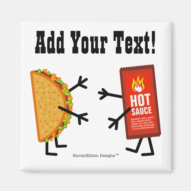 Aimant Taco & Sauce Chaude - Personnalisable (Devant)