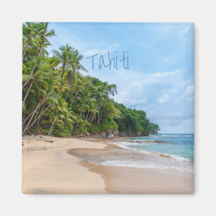 Aimant Tahiti Sand Beach Ciel bleu Palmiers