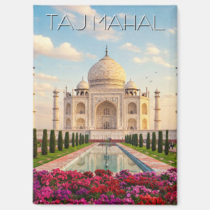 Aimant Taj Mahal Agra Fleurs indiennes