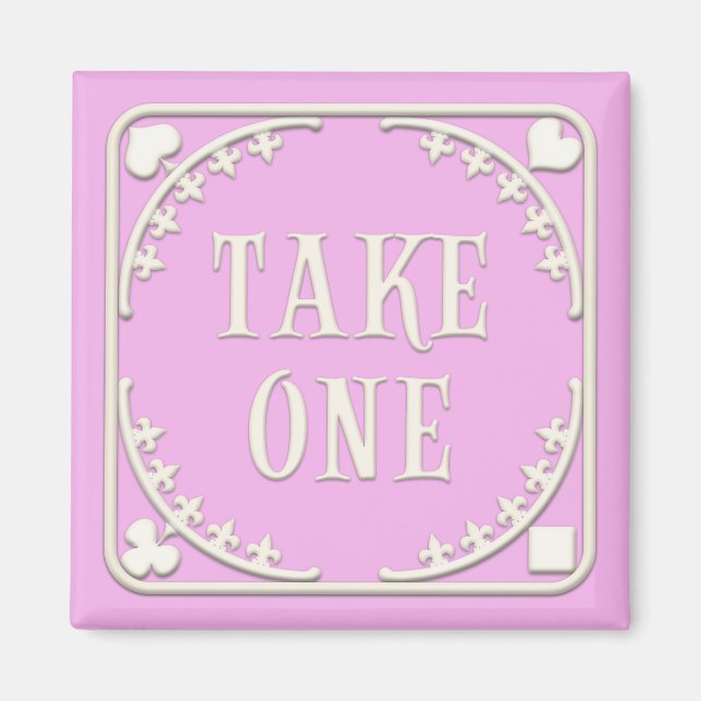 Aimant "Take One" Wonderland Tea Party Tentant rose (Devant)
