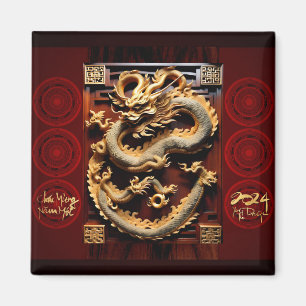 Aimant Tambours vietnamiens Têt Dragon Nouvel An Scupture