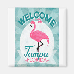 Aimant Tampa Florida Flamant rose rose - Voyage Vintage R