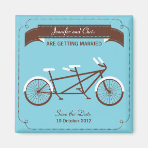 Aimant Tandem Bicycle Mariage moderne Bleu Enregistrer la
